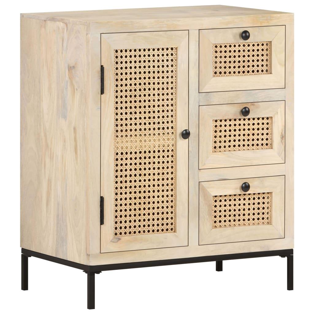Sideboard 23.6"x13.8"x27.6" Solid Mango Wood and Natural Cane at Set Shop and Smile