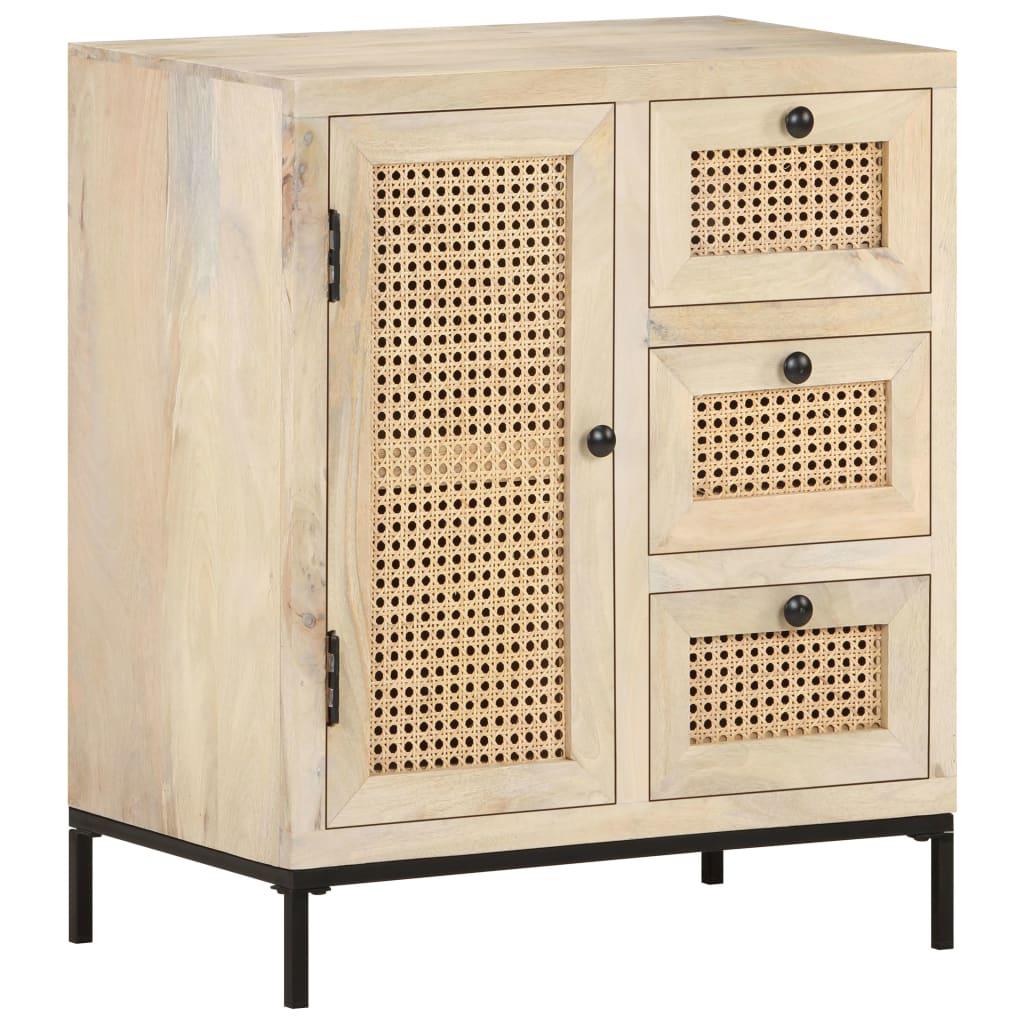 Sideboard 23.6"x13.8"x27.6" Solid Mango Wood and Natural Cane at Set Shop and Smile