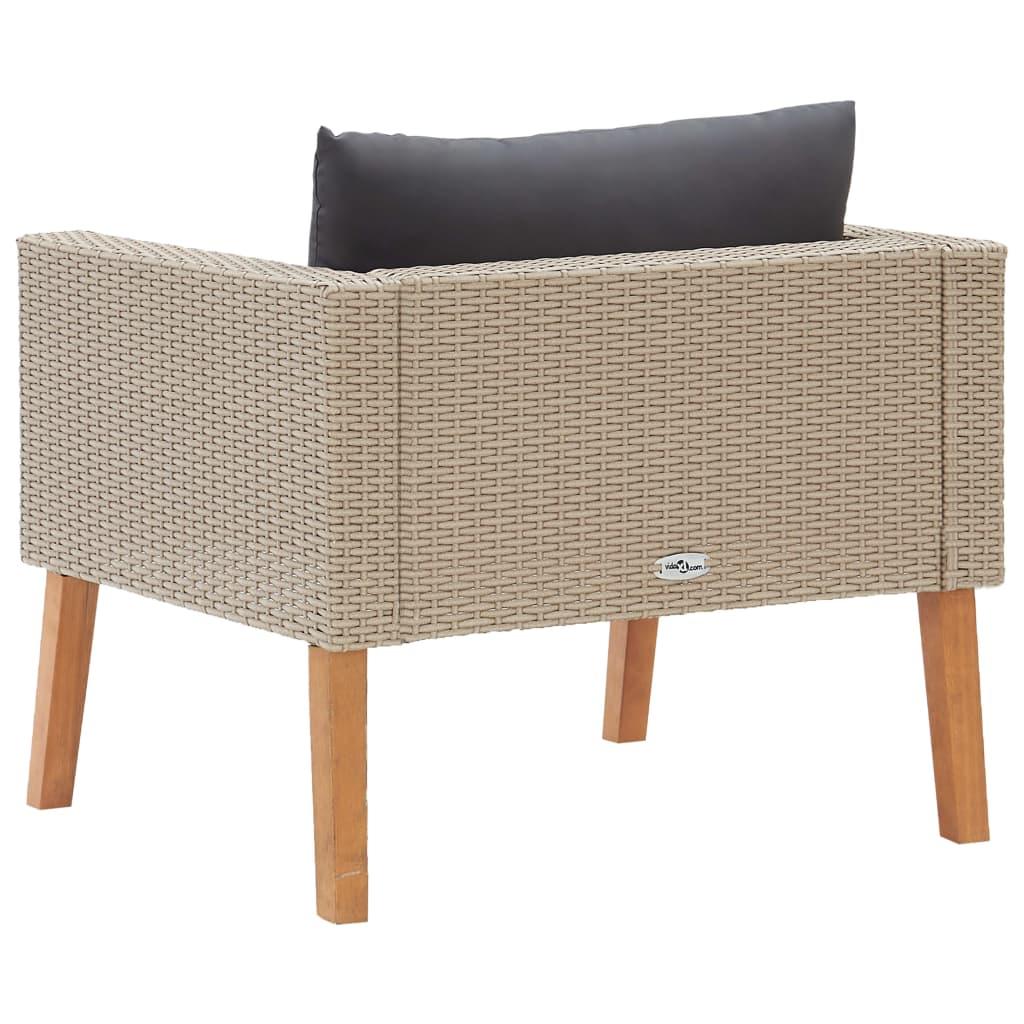 Single Patio Sofa with Cushions Poly Rattan Beige at Set Shop and Smile