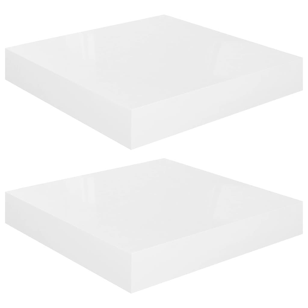 Floating Wall Shelves 2 pcs High Gloss White 9.1"x9.3"x1.5" MDF at Set Shop and Smile