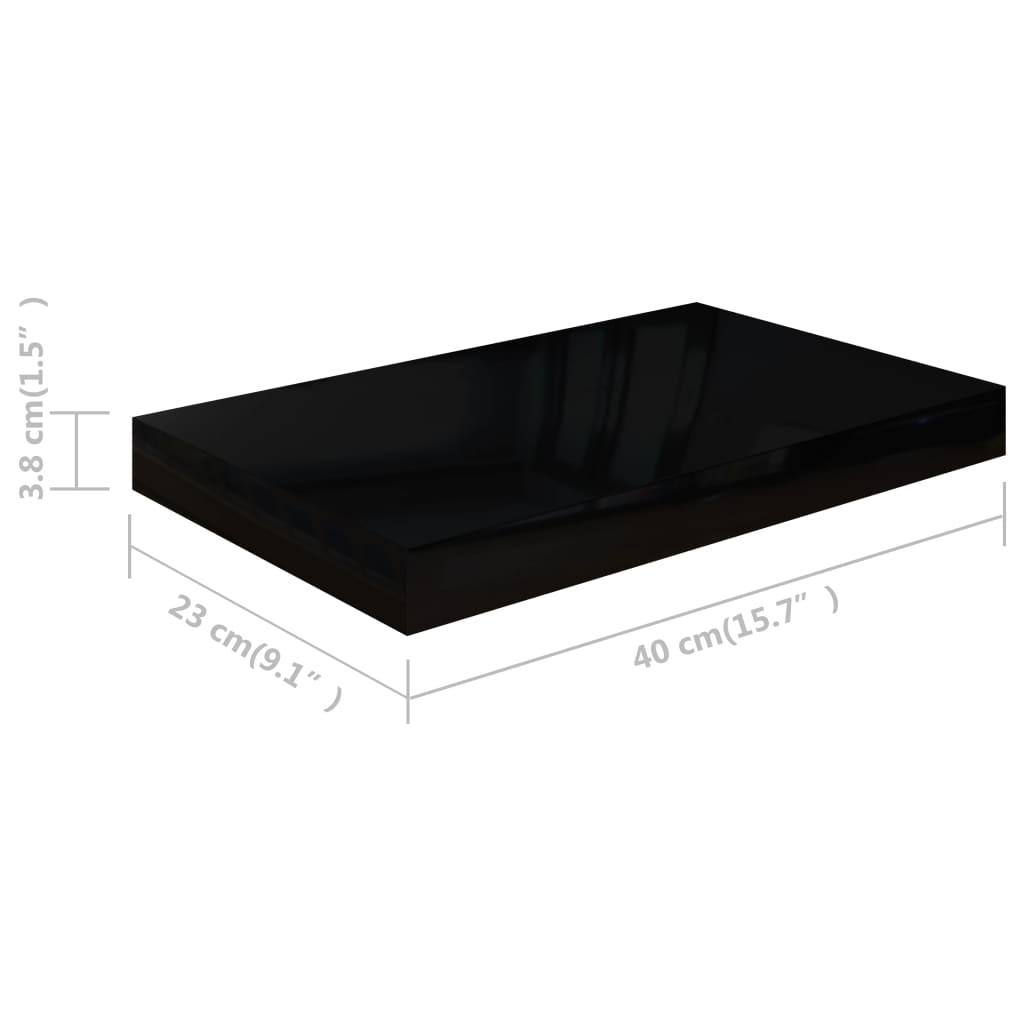 Floating Wall Shelves 2 pcs High Gloss Black 15.7"x9.1"x1.5" MDF at Set Shop and Smile