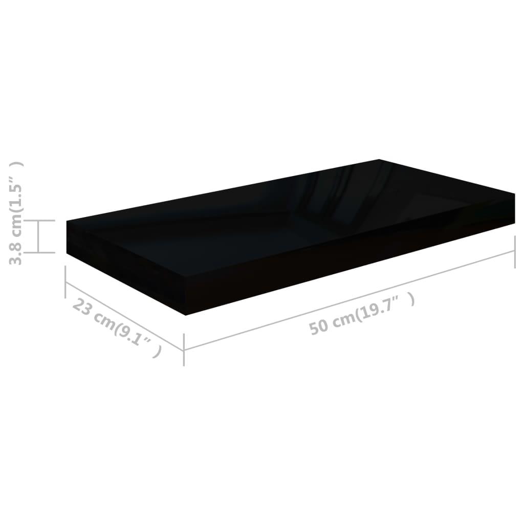 Floating Wall Shelves 2 pcs High Gloss Black 19.7"x9.1"x1.5" MDF at Set Shop and Smile