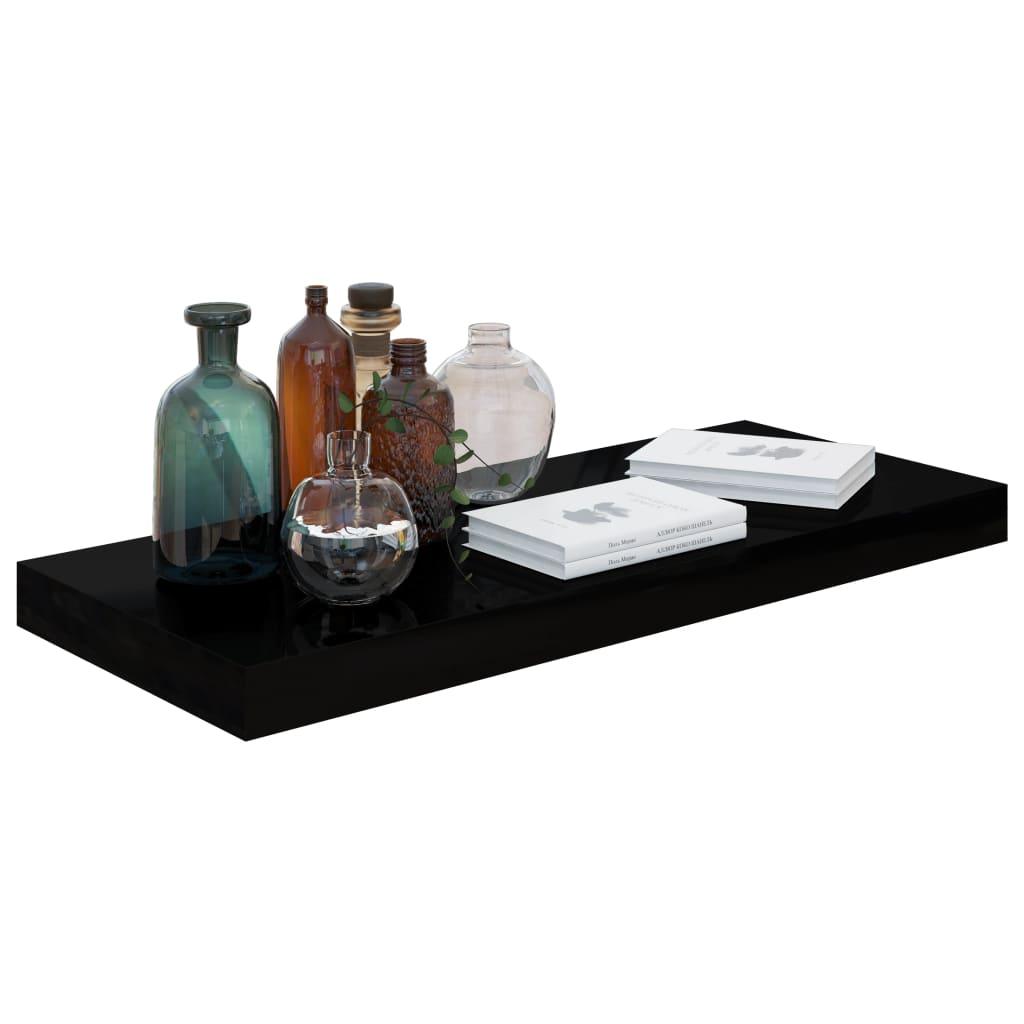 Floating Wall Shelves 2 pcs High Gloss Black 23.6"x9.3"x1.5" MDF at Set Shop and Smile