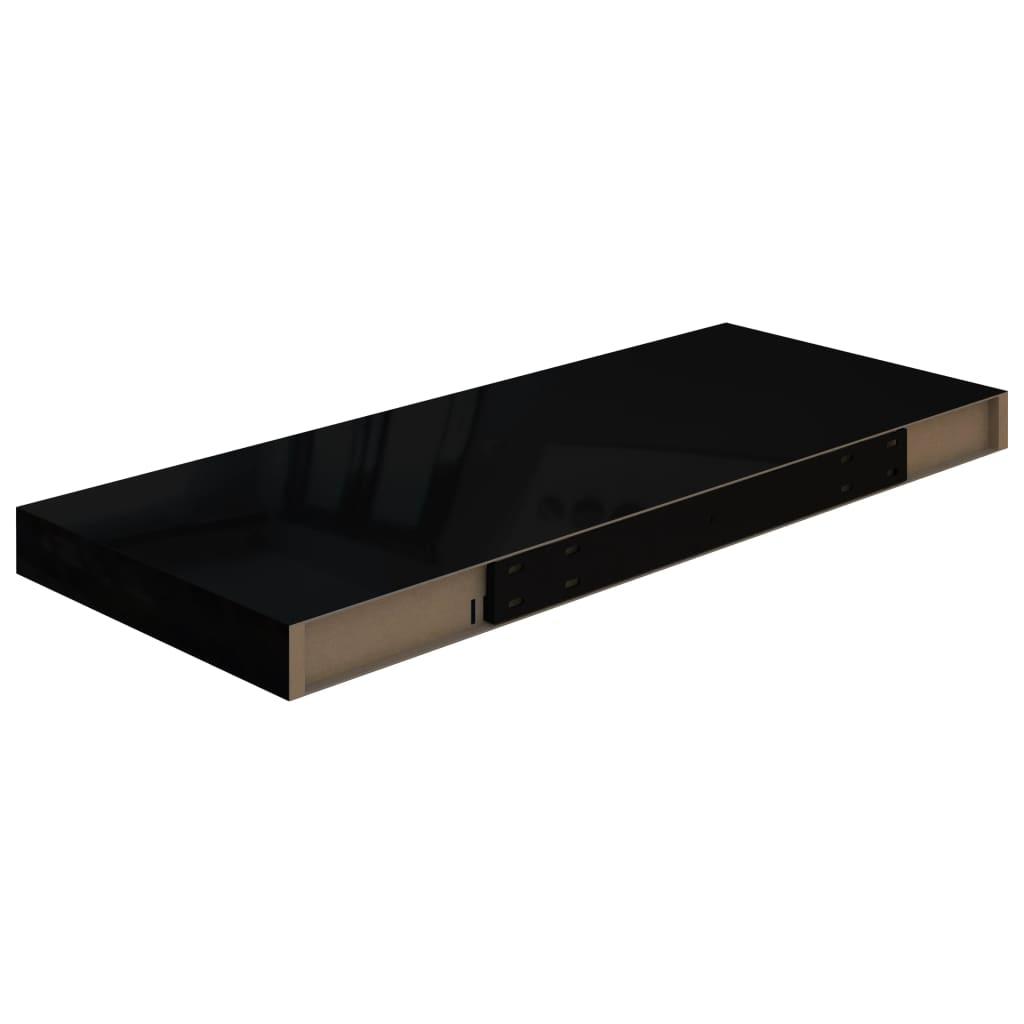 Floating Wall Shelves 2 pcs High Gloss Black 23.6"x9.3"x1.5" MDF at Set Shop and Smile