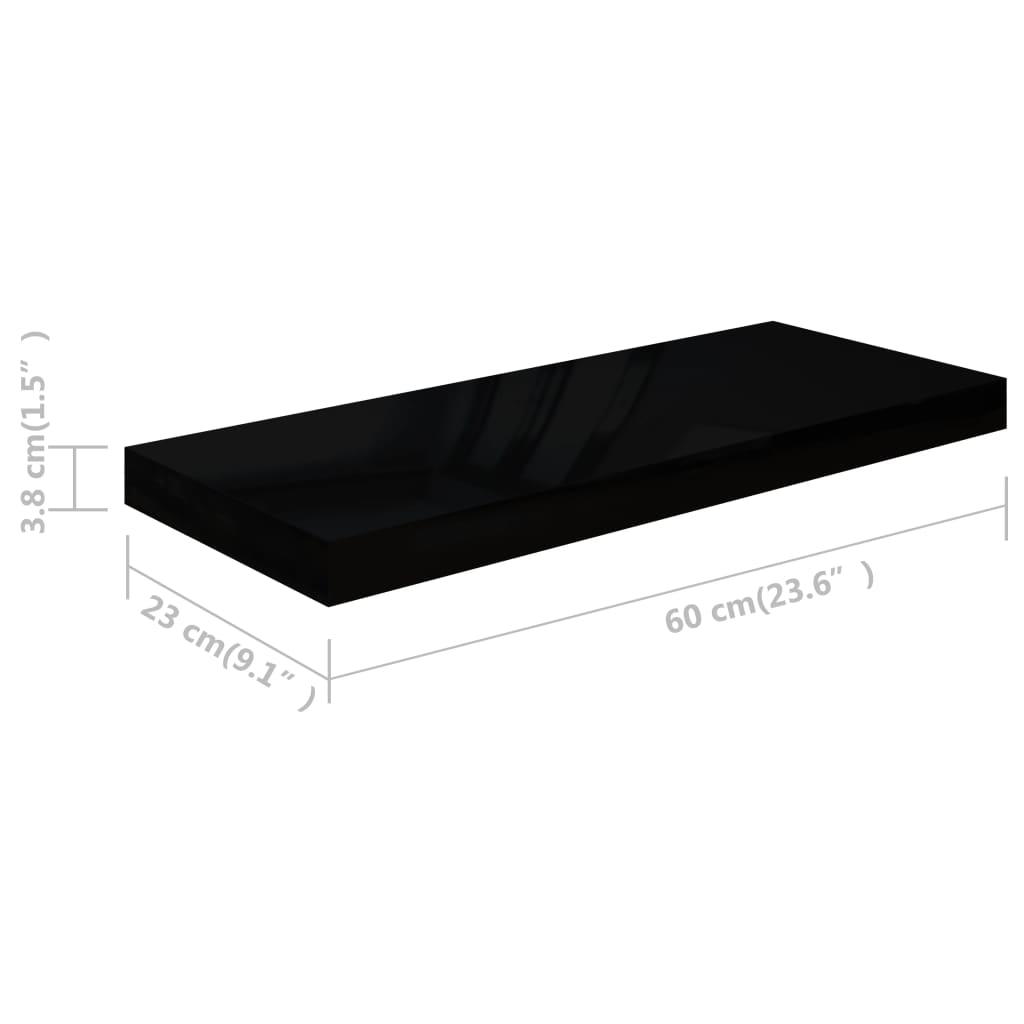 Floating Wall Shelves 2 pcs High Gloss Black 23.6"x9.3"x1.5" MDF at Set Shop and Smile