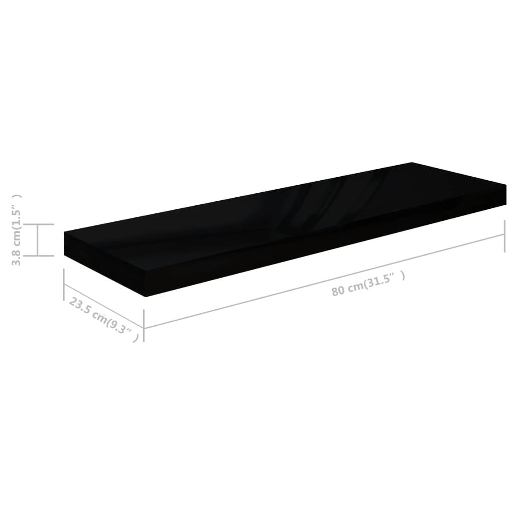 Floating Wall Shelf High Gloss Black 31.5"x9.3"x1.5" MDF at Set Shop and Smile