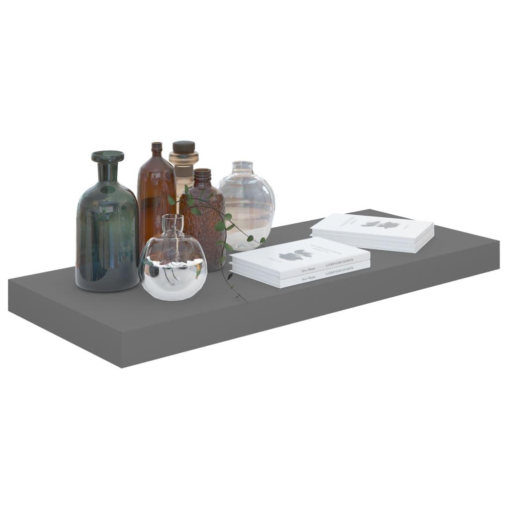 Floating Wall Shelves 2 pcs High Gloss Gray 23.6"x9.3"x1.5" MDF at Set Shop and Smile