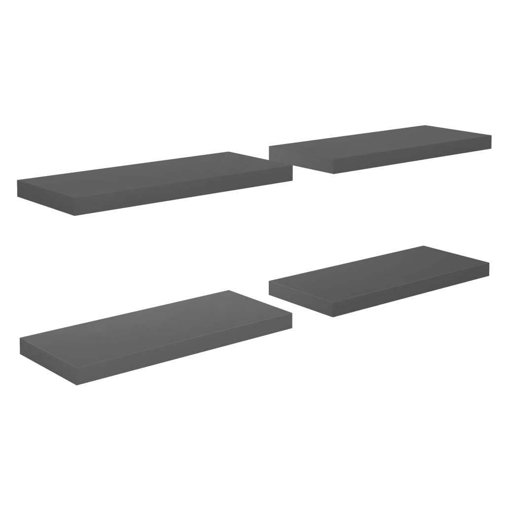 Floating Wall Shelves 4 pcs High Gloss Gray 23.6"x9.3"x1.5" MDF at Set Shop and Smile