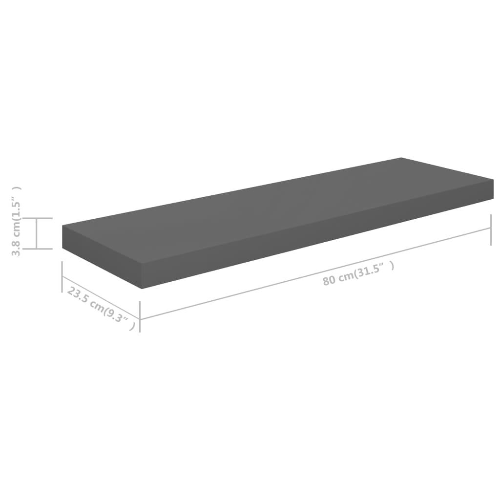 Floating Wall Shelf High Gloss Gray 31.5"x9.3"x1.5" MDF at Set Shop and Smile