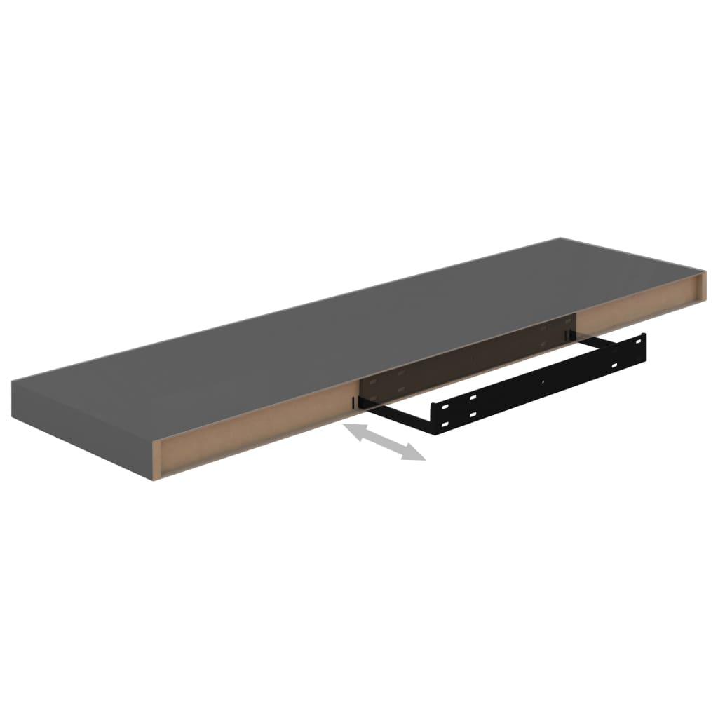 Floating Wall Shelf High Gloss Gray 35.4"x9.3"x1.5" MDF at Set Shop and Smile