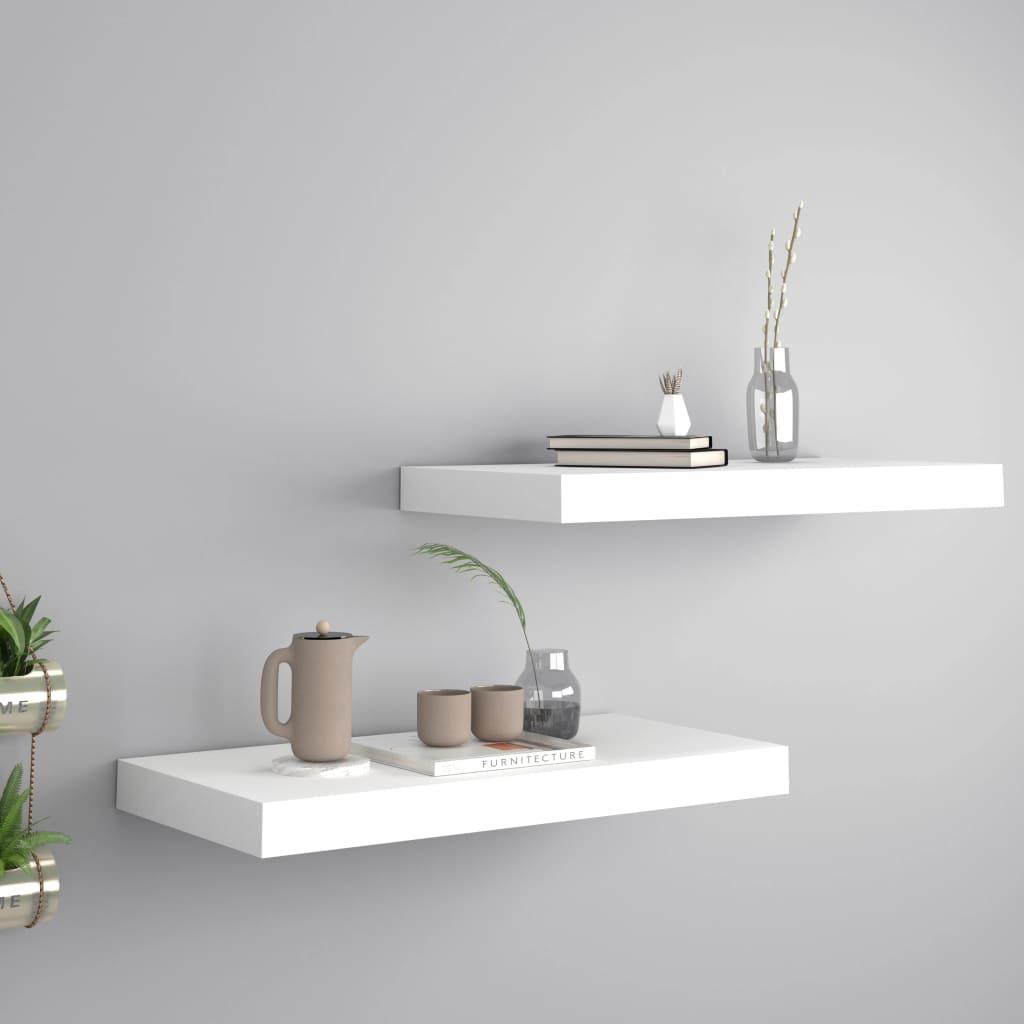 Floating Wall Shelves 2 pcs White 19.7"x9.1"x1.5" MDF at Set Shop and Smile