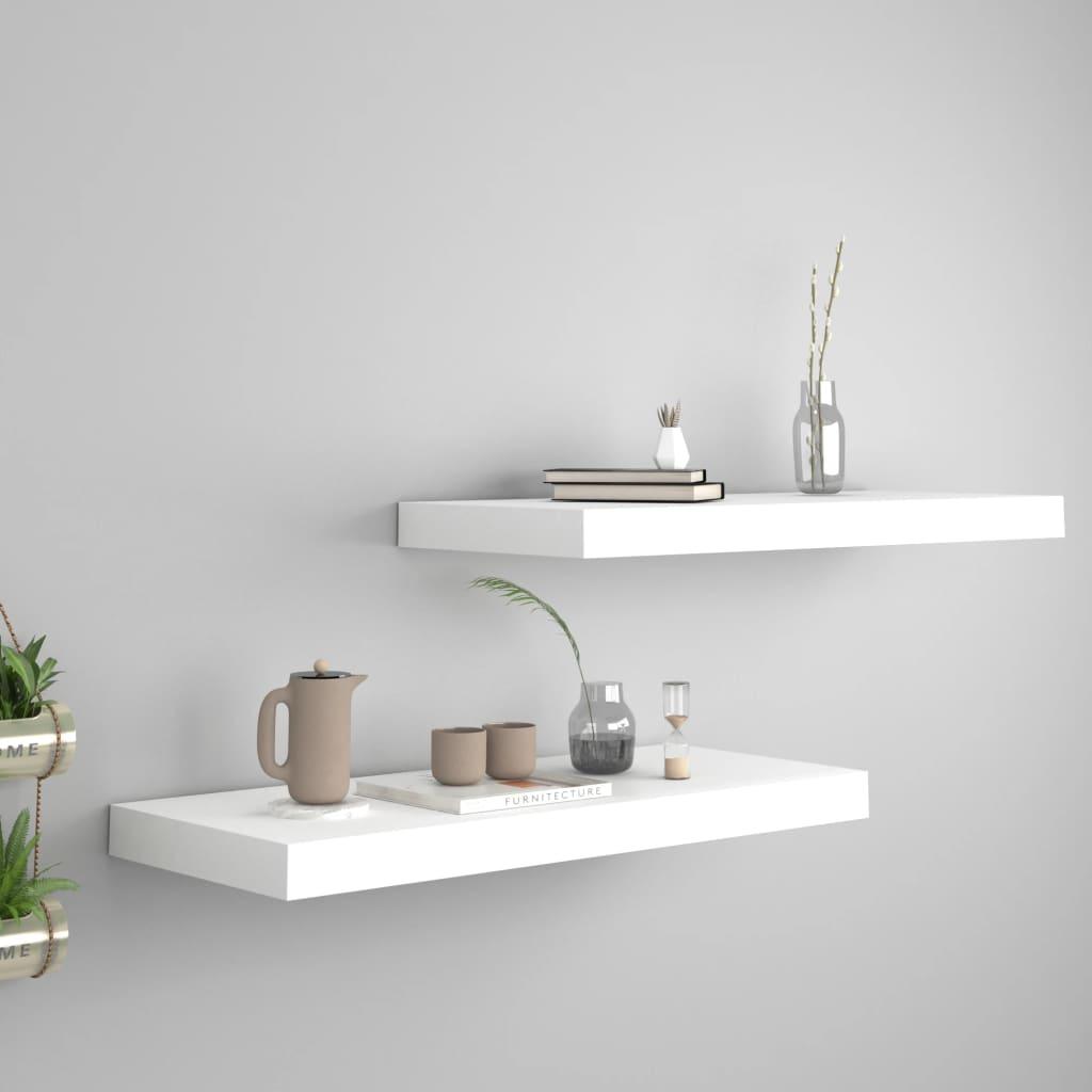 Floating Wall Shelves 2 pcs White 23.6"x9.3"x1.5" MDF at Set Shop and Smile