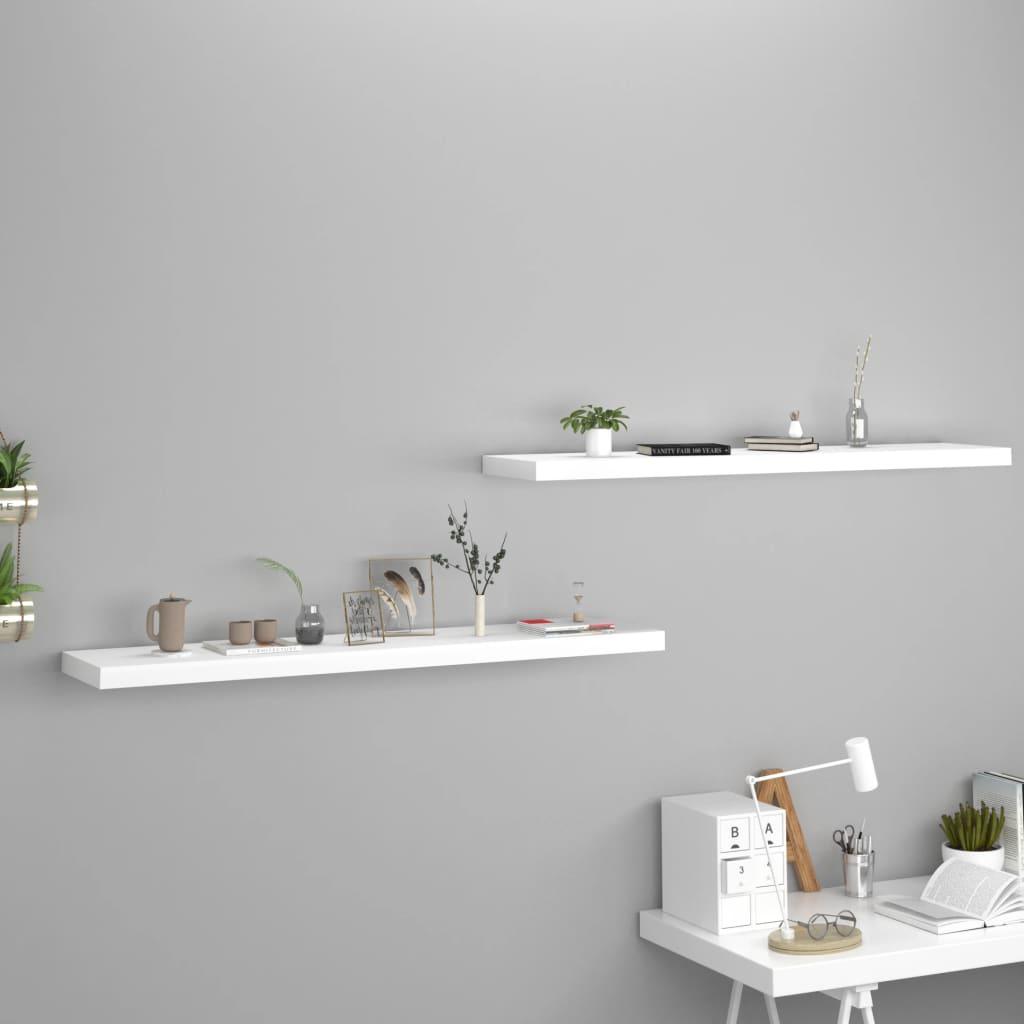Floating Wall Shelves 2 pcs White 47.2"x9.3"x1.5" MDF at Set Shop and Smile