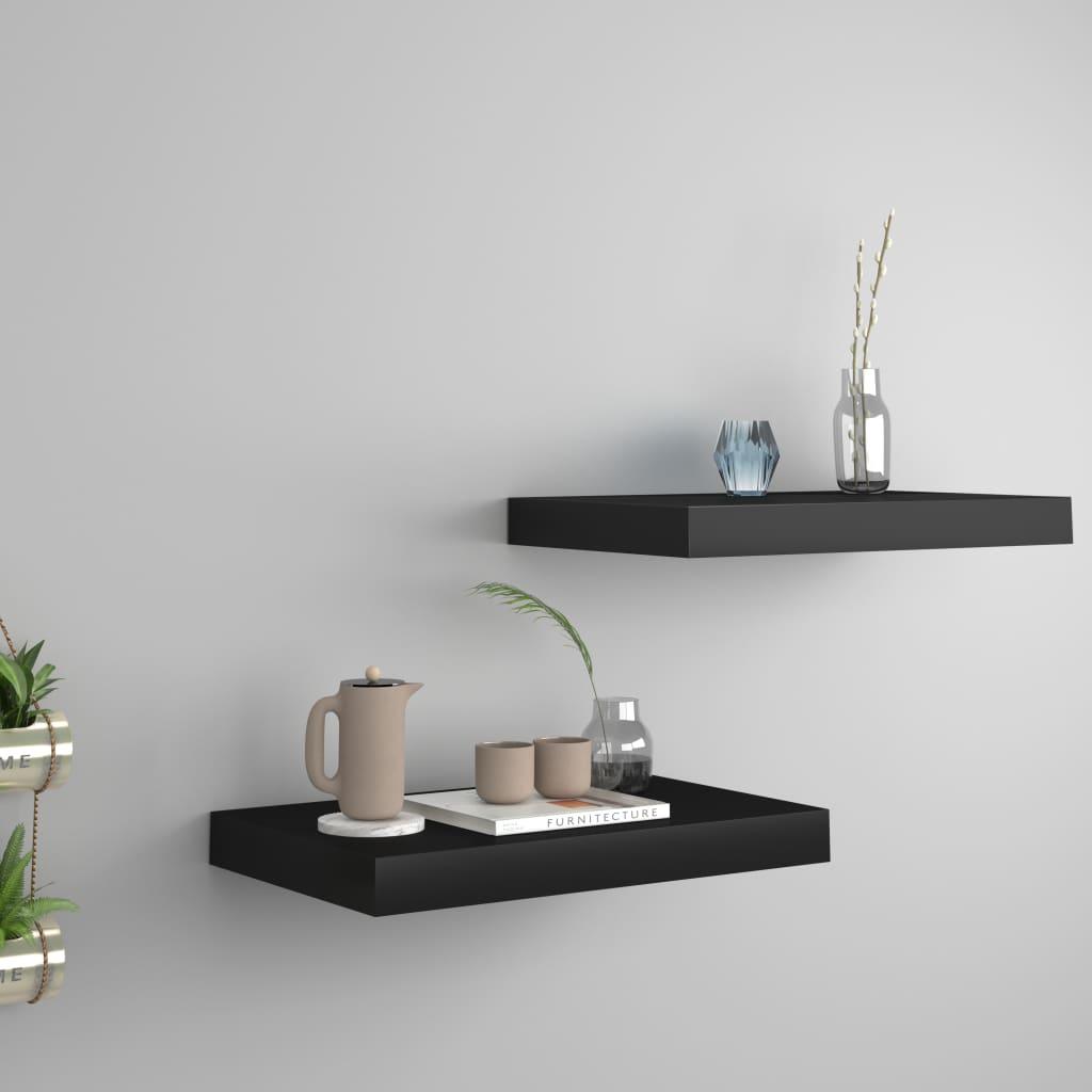 Floating Wall Shelves 2 pcs Black 15.7"x9.1"x1.5" MDF at Set Shop and Smile