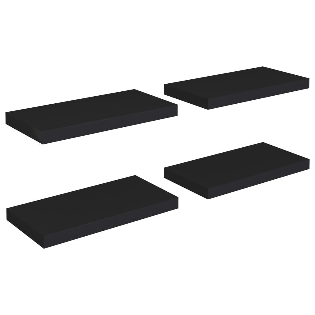 Floating Wall Shelves 4 pcs Black 19.7"x9.1"x1.5" MDF at Set Shop and Smile