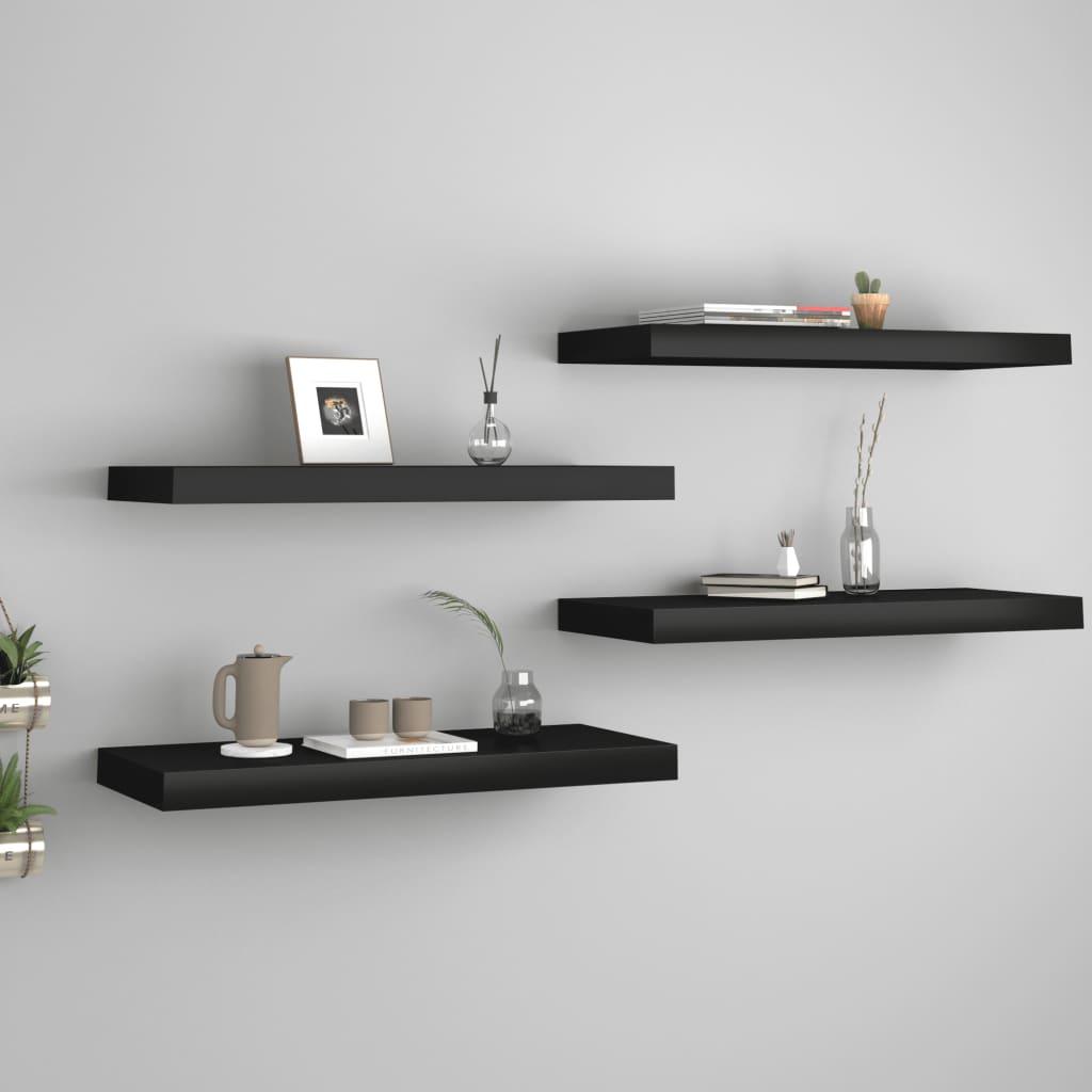 Floating Wall Shelves 4 pcs Black 23.6"x9.3"x1.5" MDF at Set Shop and Smile