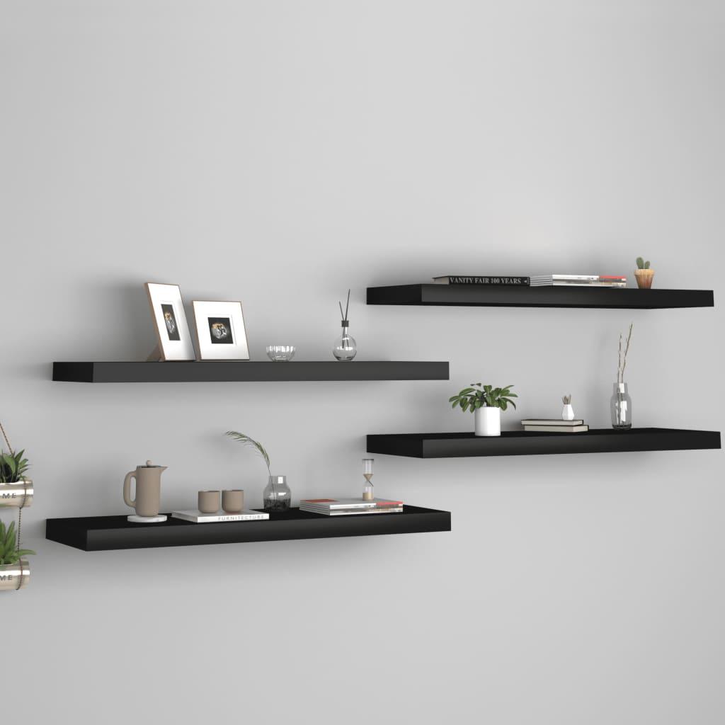 Floating Wall Shelves 4 pcs Black 31.5"x9.3"x1.5" MDF at Set Shop and Smile