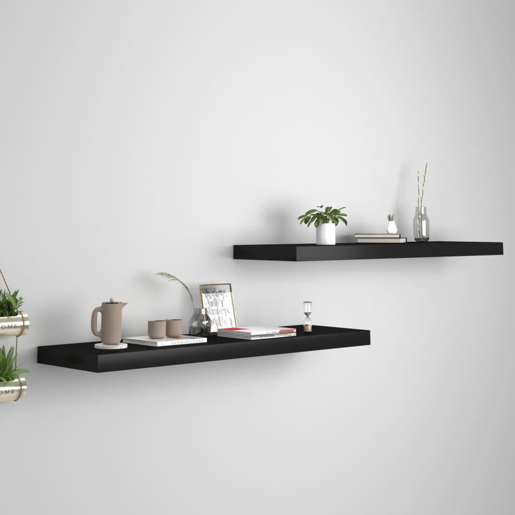 Floating Wall Shelves 2 pcs Black 35.4"x9.3"x1.5" MDF at Set Shop and Smile