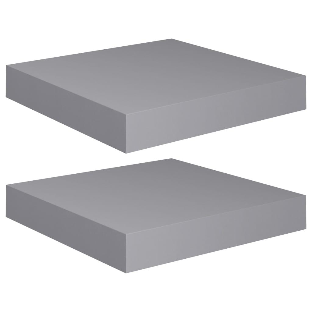 Floating Wall Shelves 2 pcs Gray 9.1"x9.3"x1.5" MDF at Set Shop and Smile