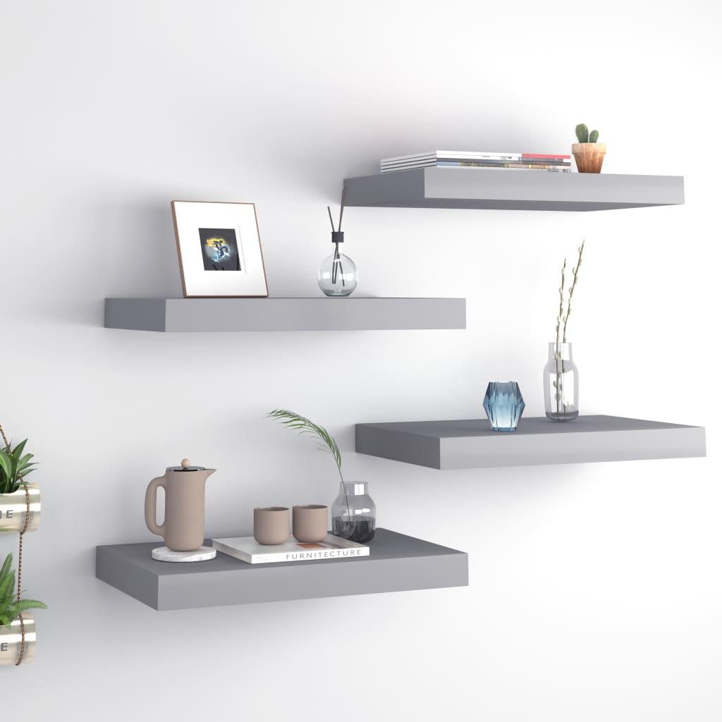 Floating Wall Shelves 4 pcs Gray 15.7"x9.1"x1.5" MDF at Set Shop and Smile