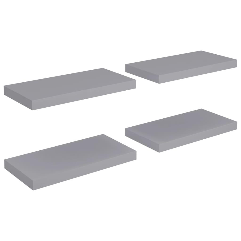 Floating Wall Shelves 4 pcs Gray 19.7"x9.1"x1.5" MDF at Set Shop and Smile