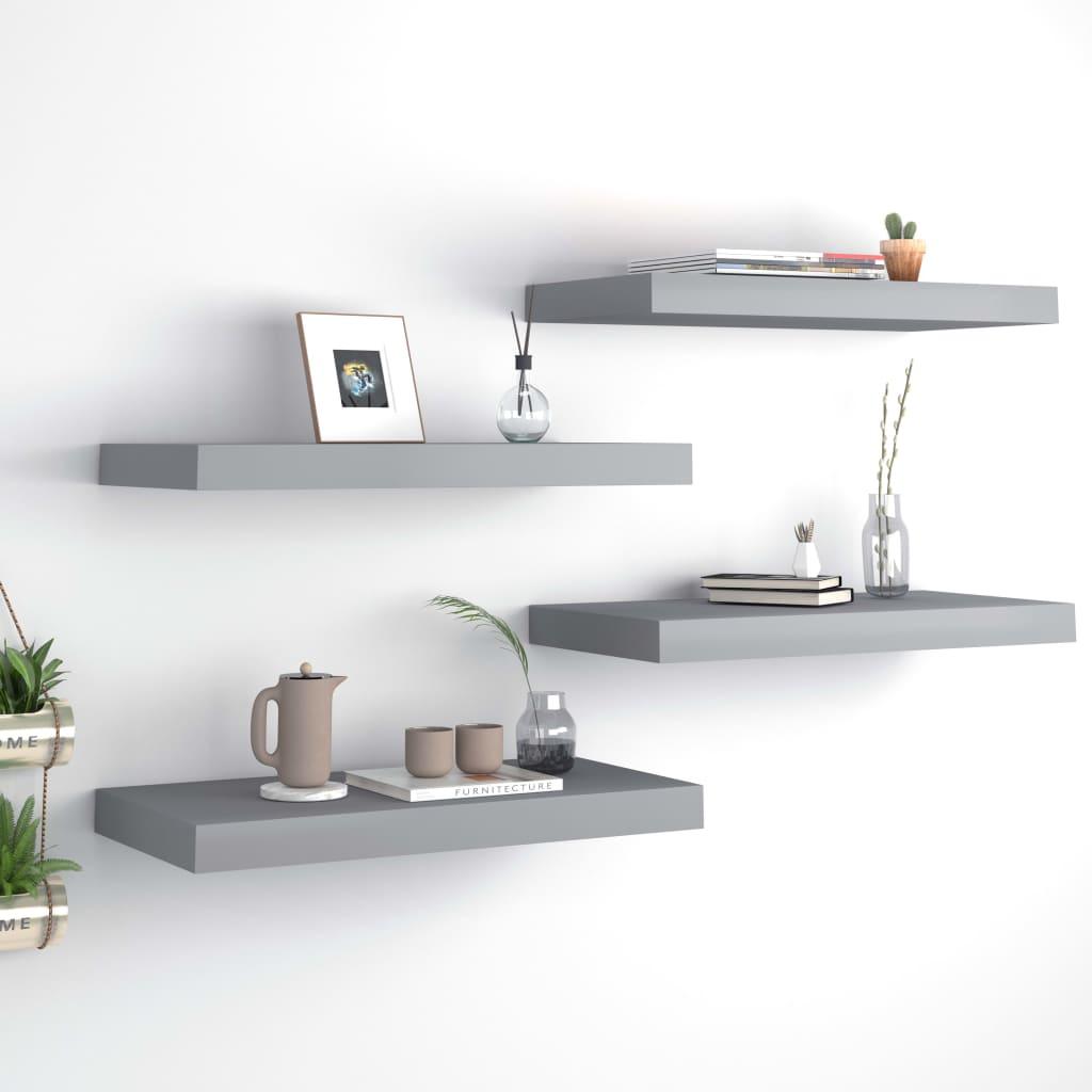 Floating Wall Shelves 4 pcs Gray 19.7"x9.1"x1.5" MDF at Set Shop and Smile