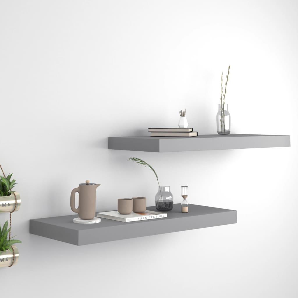 Floating Wall Shelves 2 pcs Gray 23.6"x9.3"x1.5" MDF at Set Shop and Smile