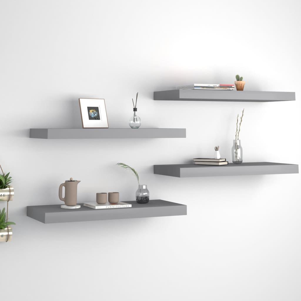 Floating Wall Shelves 4 pcs Gray 23.6"x9.3"x1.5" MDF at Set Shop and Smile