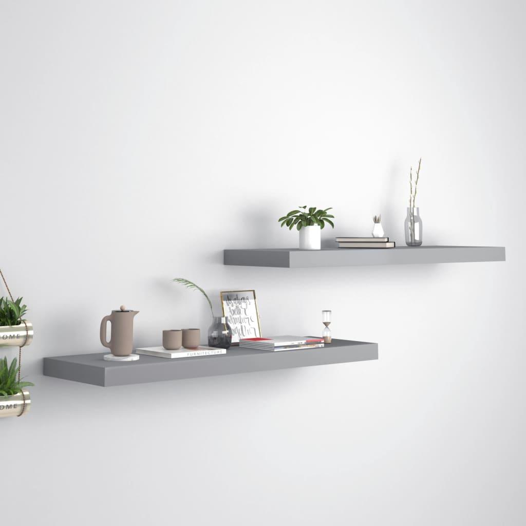 Floating Wall Shelves 2 pcs Gray 31.5"x9.3"x1.5" MDF at Set Shop and Smile