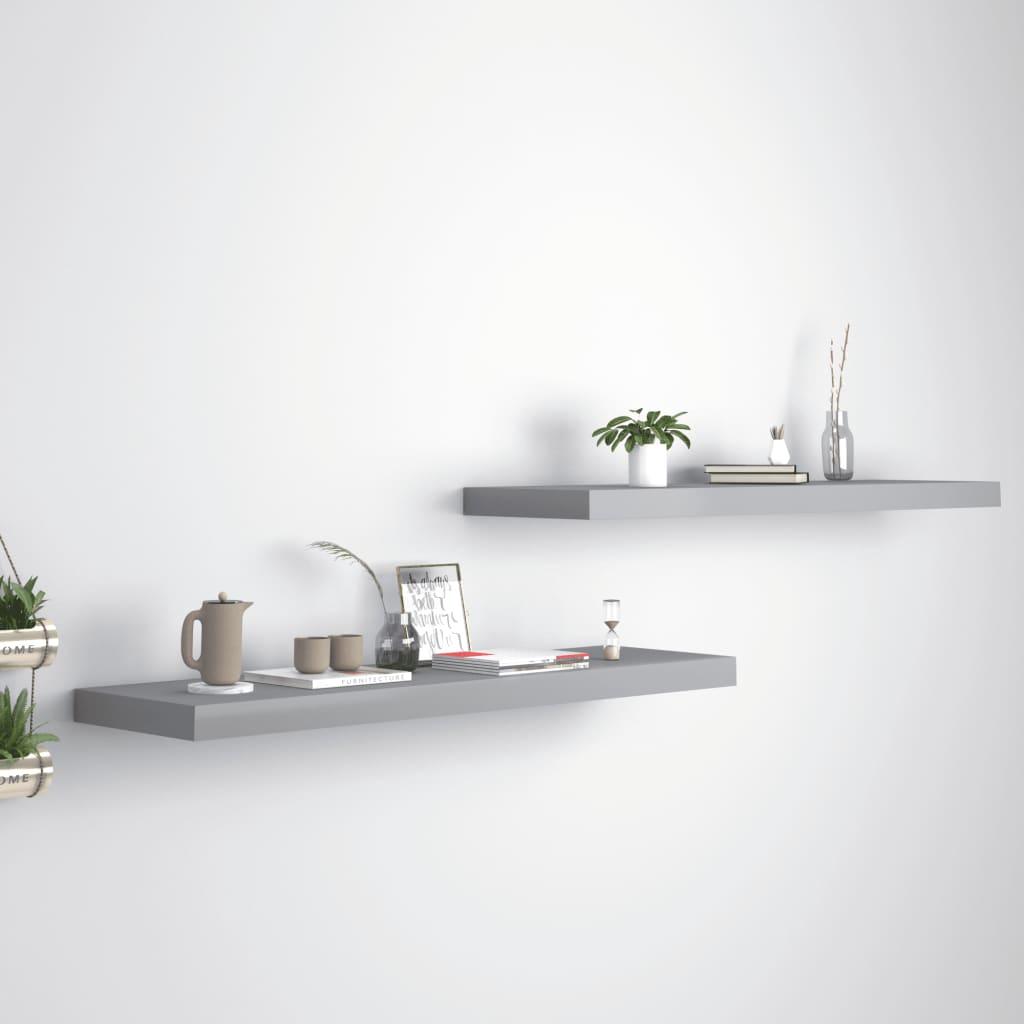 Floating Wall Shelves 2 pcs Gray 35.4"x9.3"x1.5" MDF at Set Shop and Smile