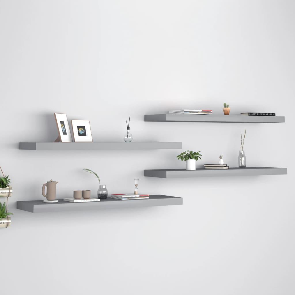 Floating Wall Shelves 4 pcs Gray 35.4"x9.3"x1.5" MDF at Set Shop and Smile