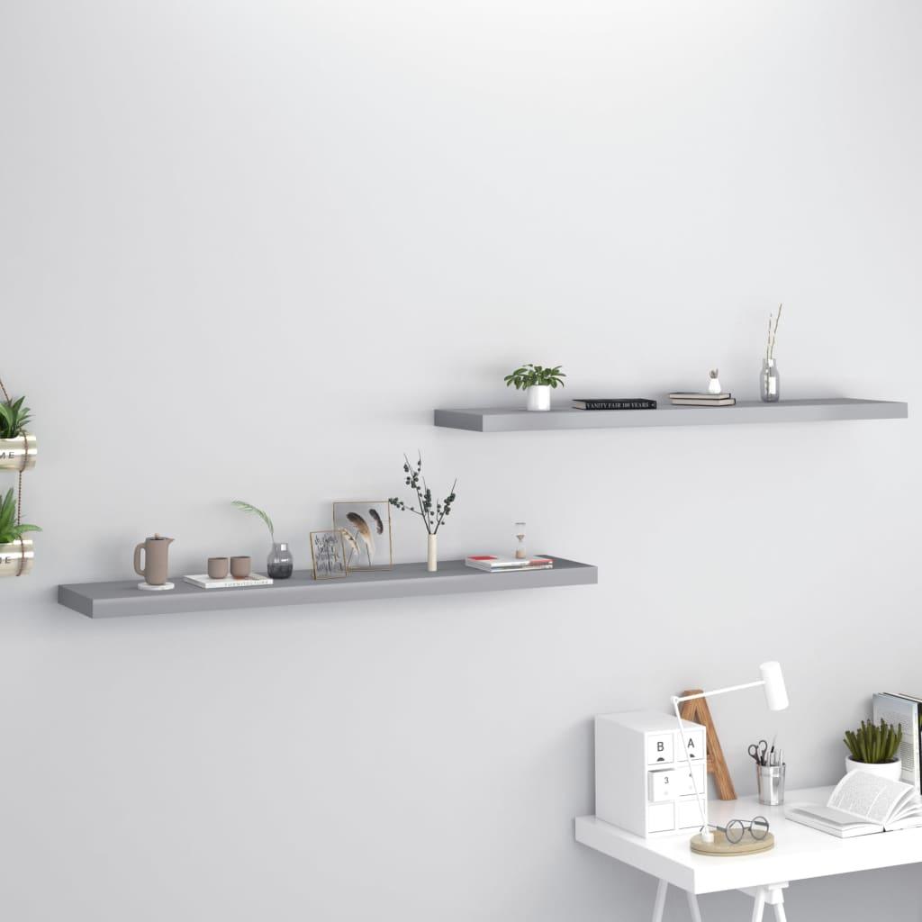 Floating Wall Shelves 2 pcs Gray 47.2"x9.3"x1.5" MDF at Set Shop and Smile