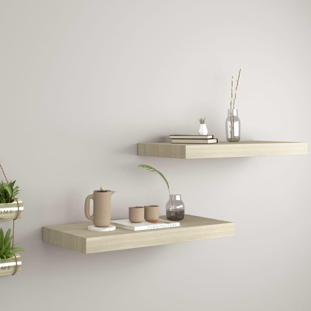 Floating Wall Shelves 2 pcs Oak 19.7"x9.1"x1.5" MDF at Set Shop and Smile