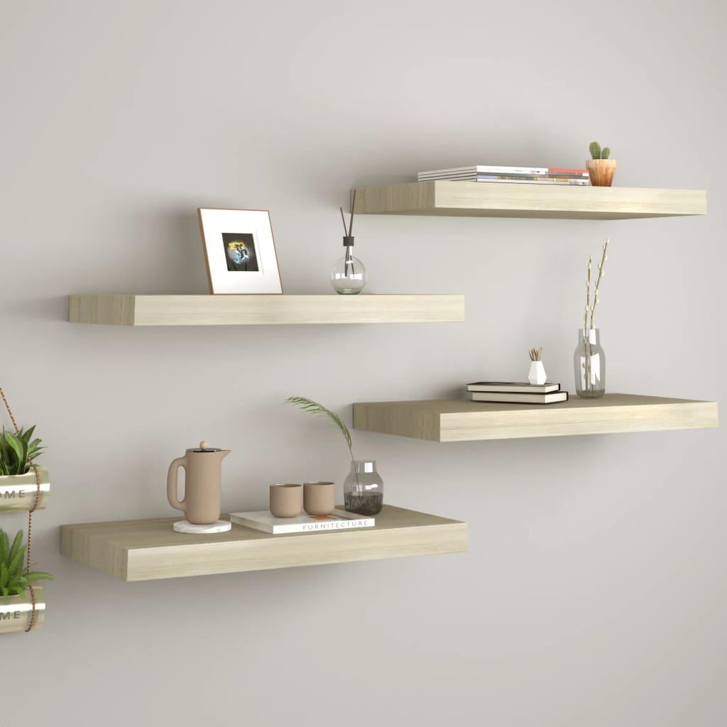 Floating Wall Shelves 4 pcs Oak 19.7"x9.1"x1.5" MDF at Set Shop and Smile