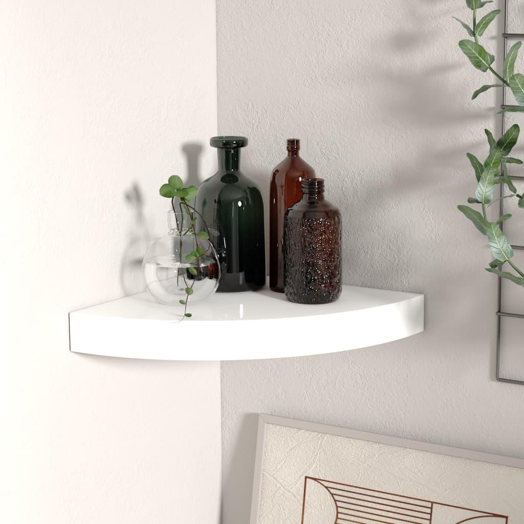 Floating Corner Shelf High Gloss White 9.8"x9.8"x1.5" MDF at Set Shop and Smile