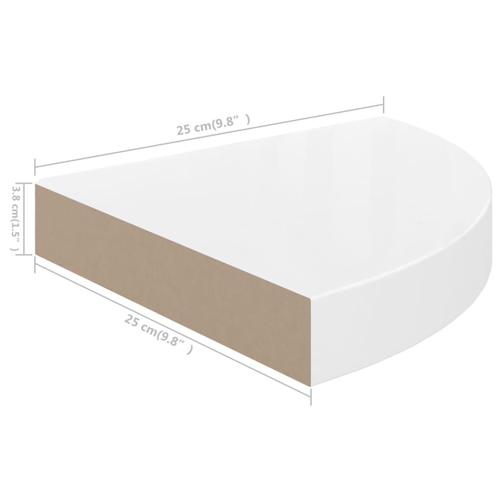 Floating Corner Shelves 2 pcs High Gloss White 9.8"x9.8"x1.5" MDF at Set Shop and Smile
