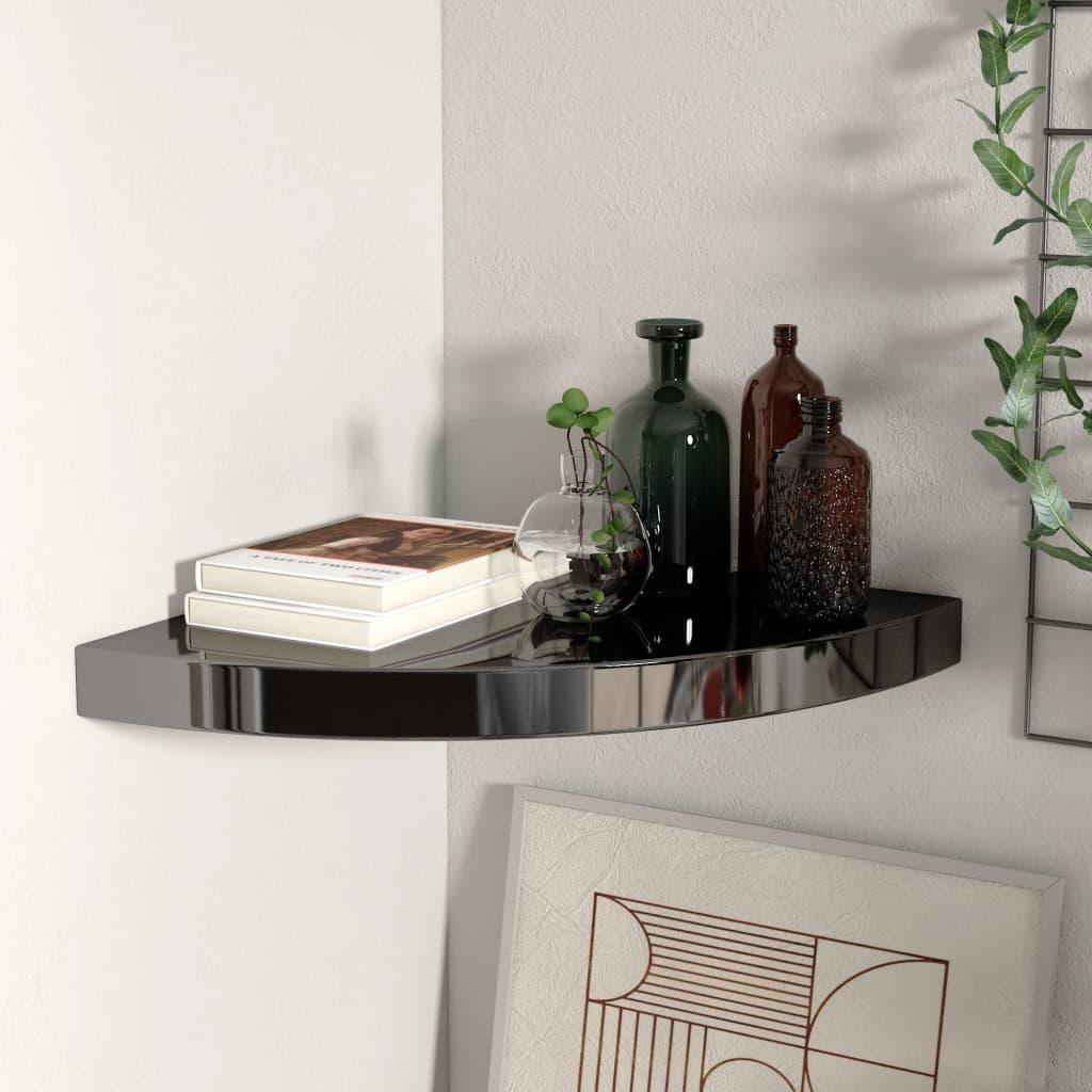 Floating Corner Shelf High Gloss Black 13.8"x13.8"x1.5" MDF at Set Shop and Smile