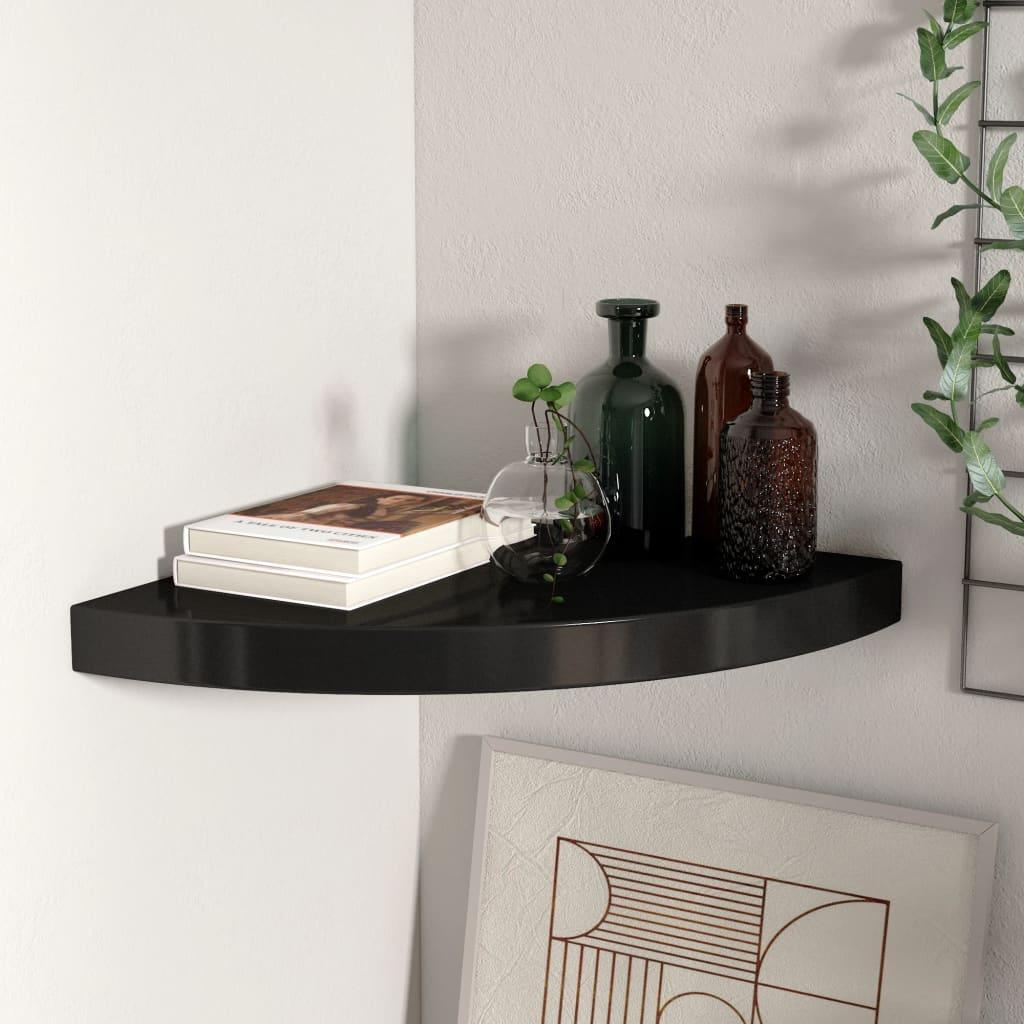 Floating Corner Shelf Black 13.8"x13.8"x1.5" MDF at Set Shop and Smile