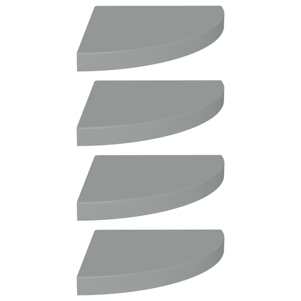 Floating Corner Shelves 4 pcs Gray 13.8"x13.8"x1.5" MDF at Set Shop and Smile