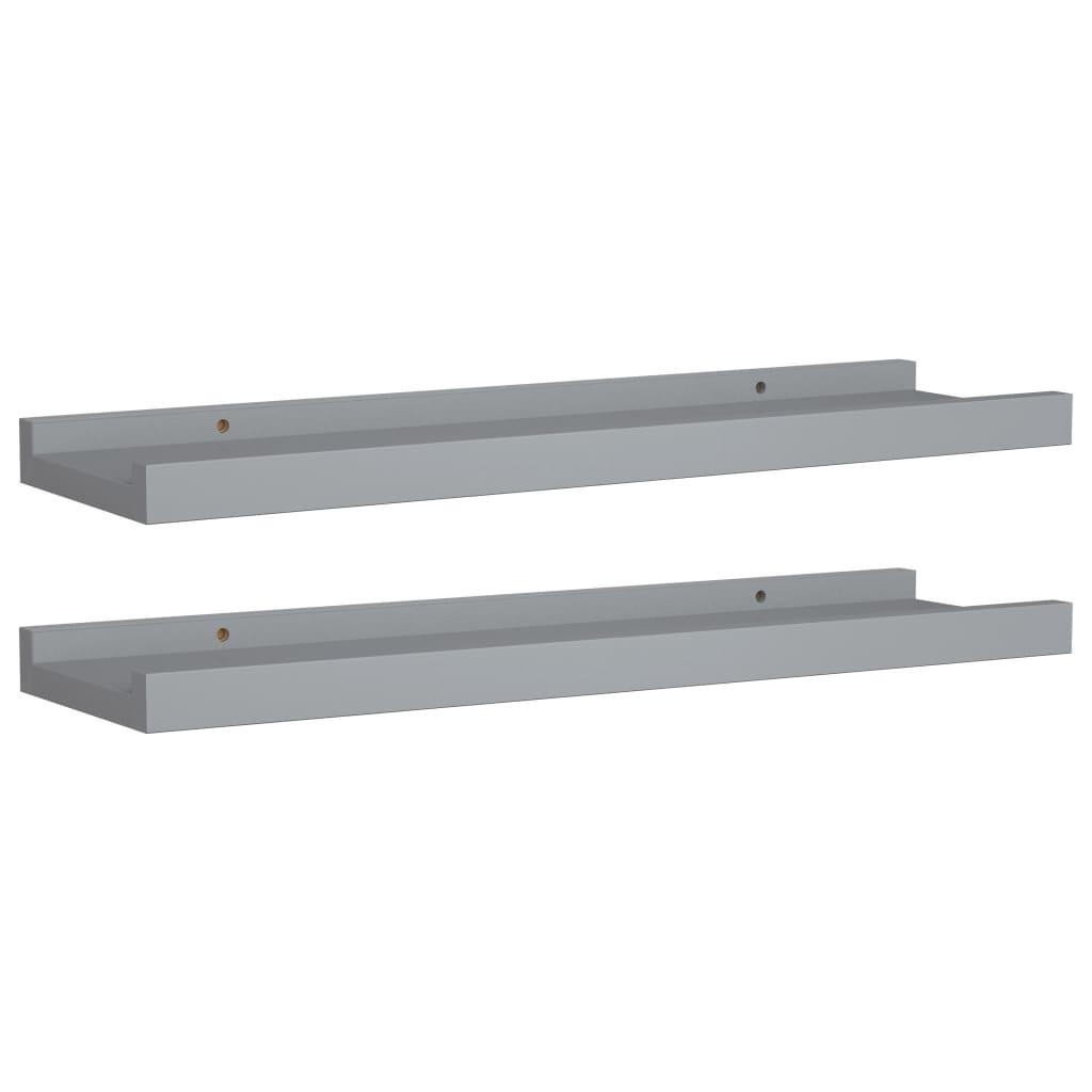 Picture Frame Ledge Shelves 2 pcs Gray 15.7"x3.5"x1.2" MDF at Set Shop and Smile