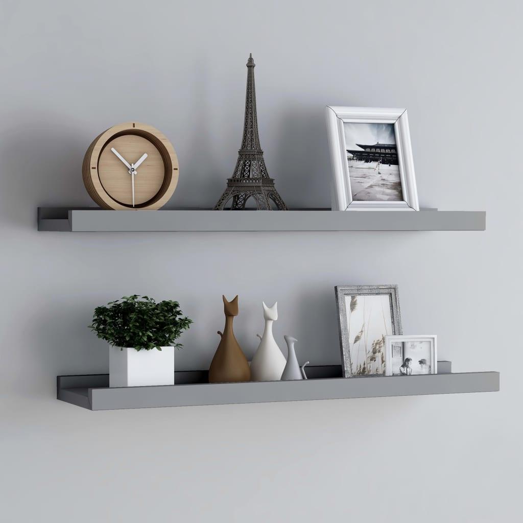 Picture Frame Ledge Shelves 2 pcs Gray 31.5"x3.5"x1.2" MDF at Set Shop and Smile
