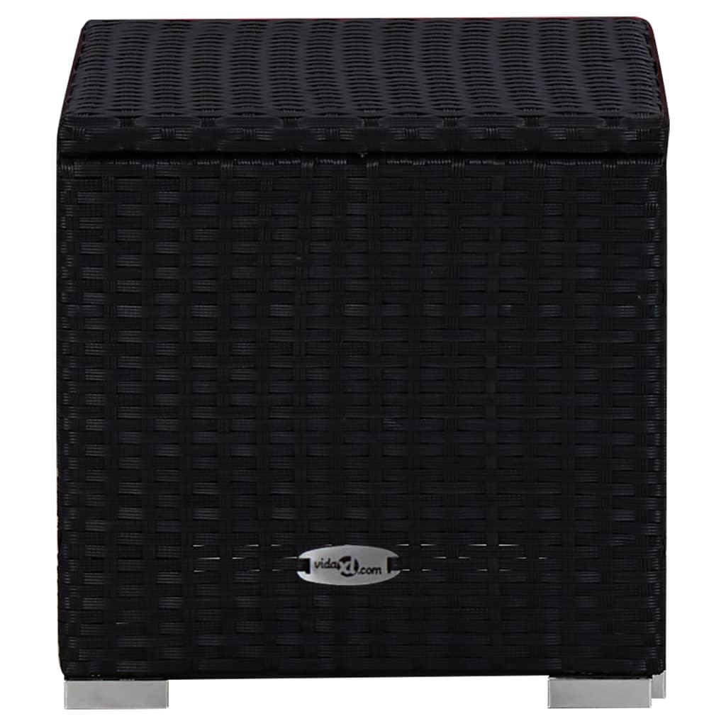 Sun Lounger with Cushion and Tea Table Poly Rattan Red at Set Shop and Smile