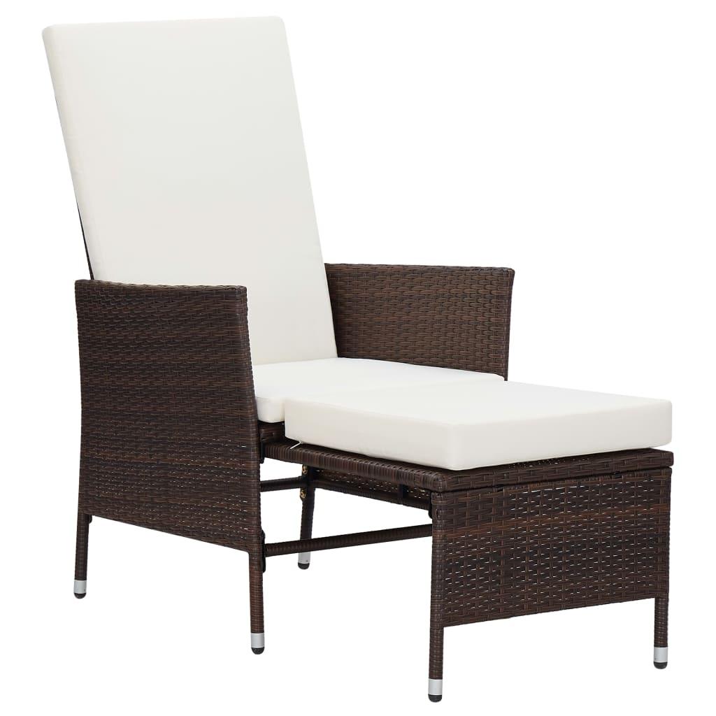 Reclining Patio Chair with Cushions Poly Rattan Brown at Set Shop and Smile