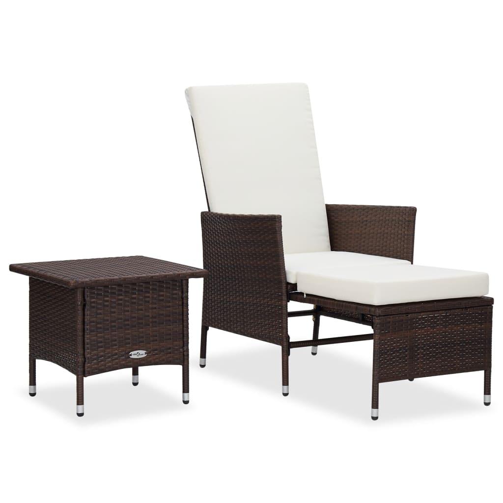 2 Piece Patio Lounge Set with Cushions Poly Rattan Brown at Set Shop and Smile