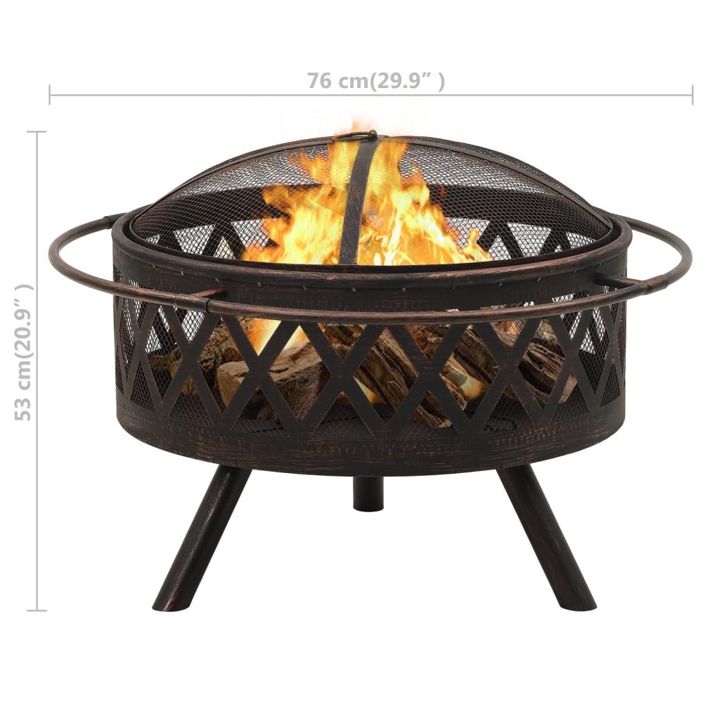 Rustic Fire Pit with Poker 29.9" XXL Steel at Set Shop and Smile