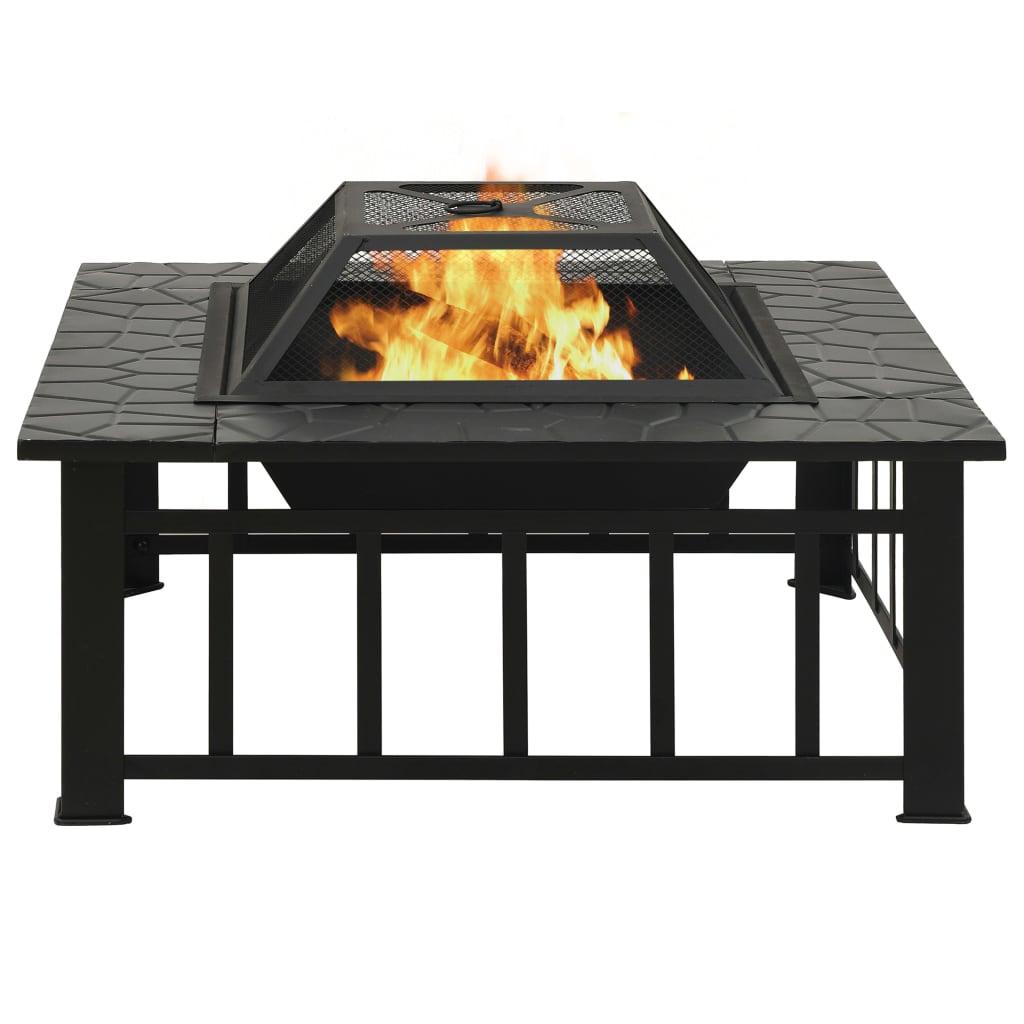 Garden Fire Pit with Poker 31.9"x31.9"x18.5" XXL Steel at Set Shop and Smile