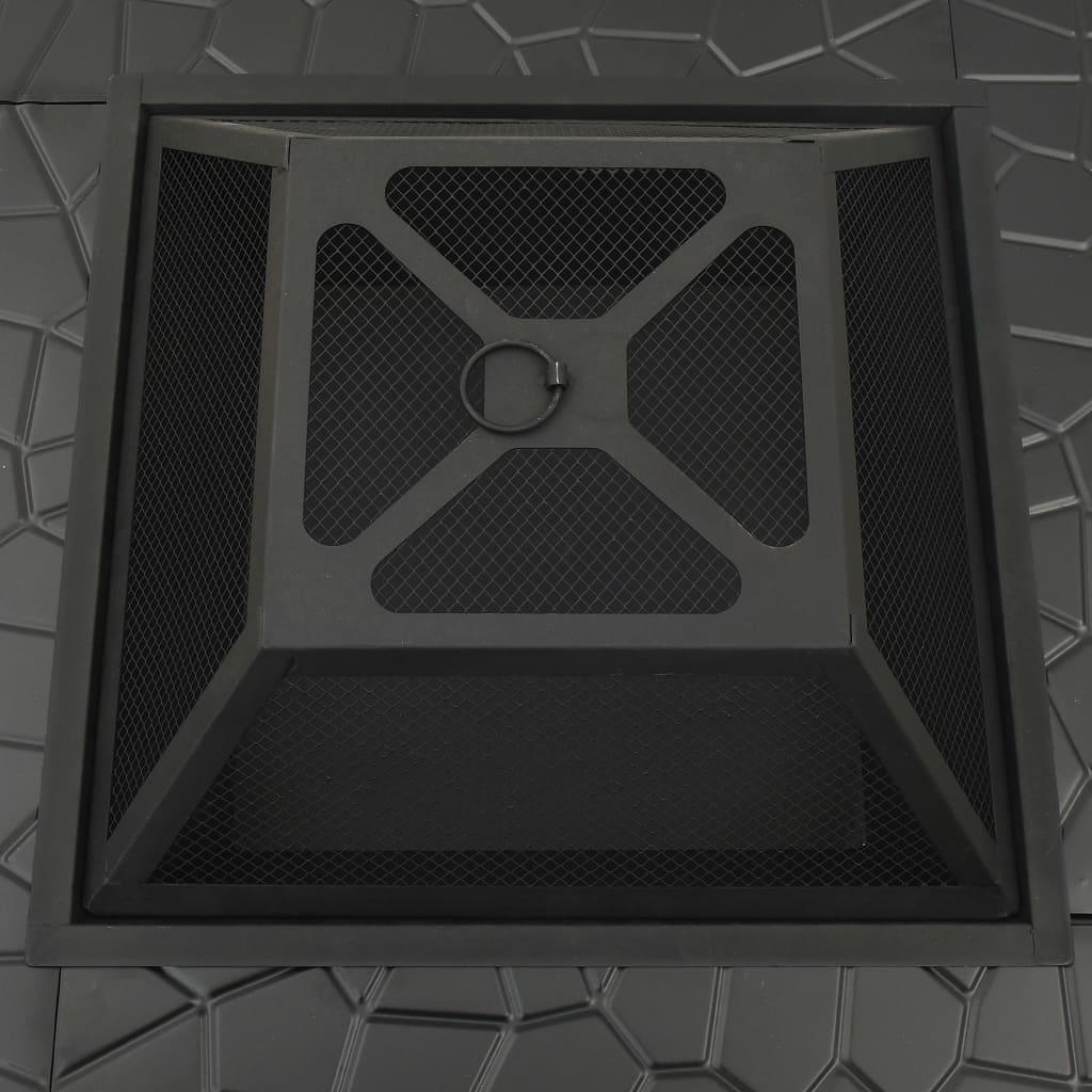 Garden Fire Pit with Poker 31.9"x31.9"x18.5" XXL Steel at Set Shop and Smile