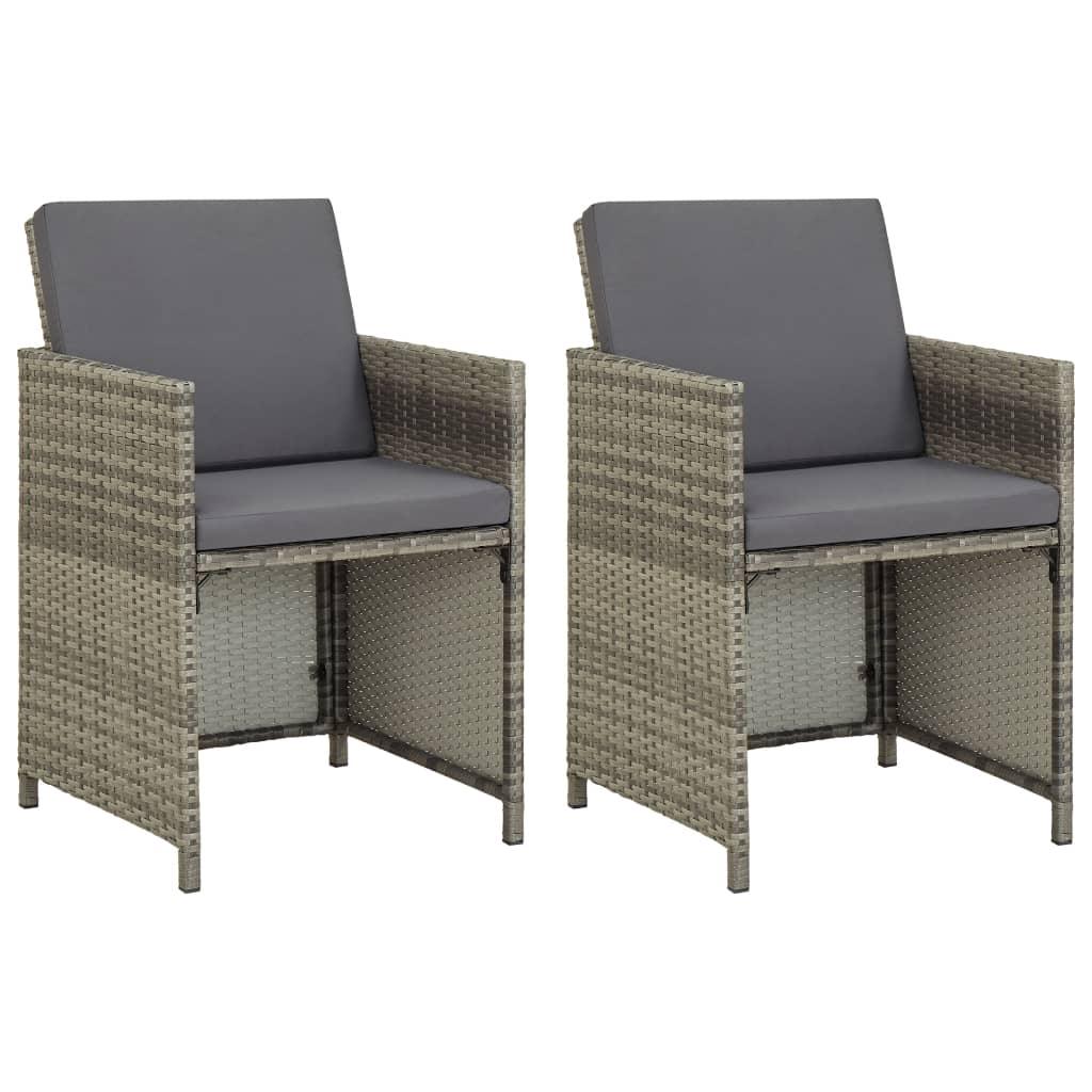 Patio Chairs 2 pcs with Cushions Poly Rattan Gray at Set Shop and Smile
