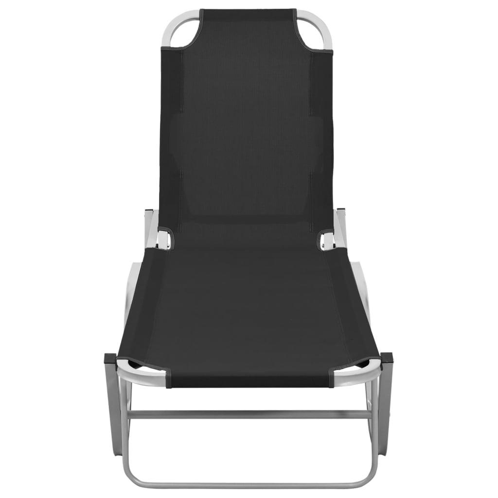 Sun Lounger Aluminum and Textilene Black at Set Shop and Smile