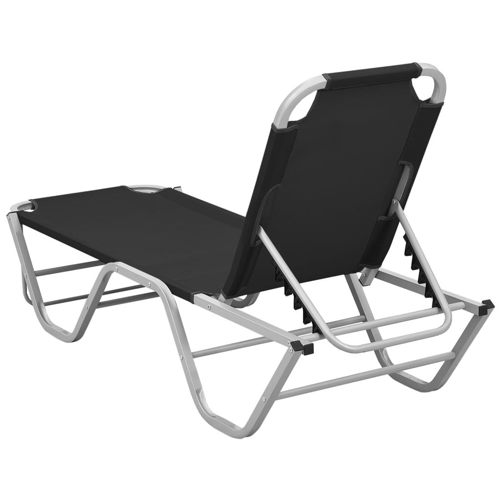 Sun Lounger Aluminum and Textilene Black at Set Shop and Smile